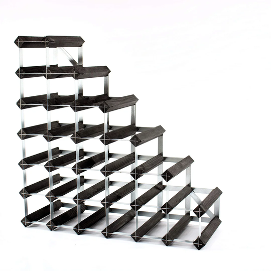 Classic Dark Oak Stained Wood And Galvanised Metal Wine Rack Ready Assembled