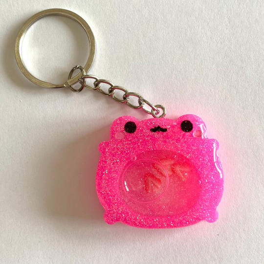 strawberry Pink Shaker Frog Keychain