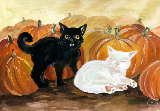 Vinyl Fridge Magnet, Black & White Cats Original Art Flexible Refrigerator Magnet