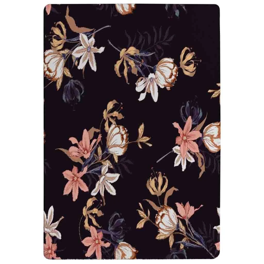 Huston Blossoming Flowers Shaggy Black/Pink/Brown Rug