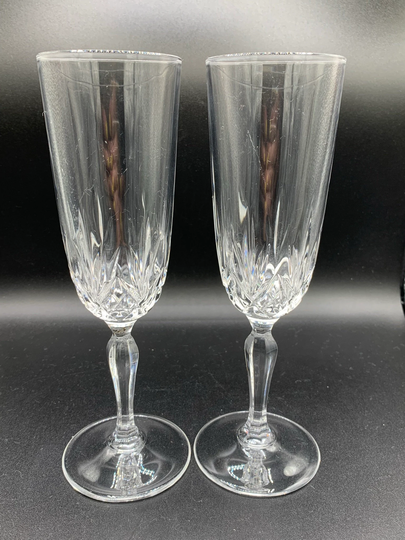 Fine Crystal Champagne Flutes, Cut Crystal, Set Of 2 - Vintage So Beautiful Perfect For Any Occasion