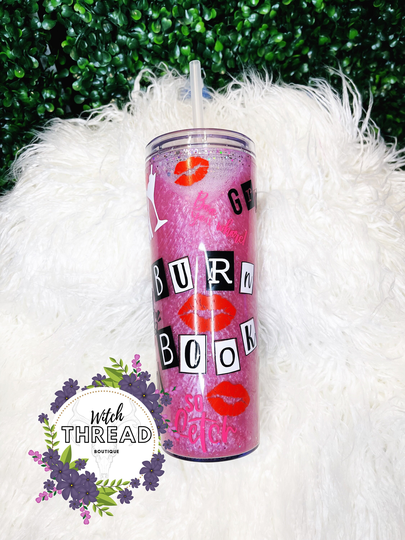 Mean Girls- Burn Book - Snow Globe Glitter- 24 Oz Tumbler