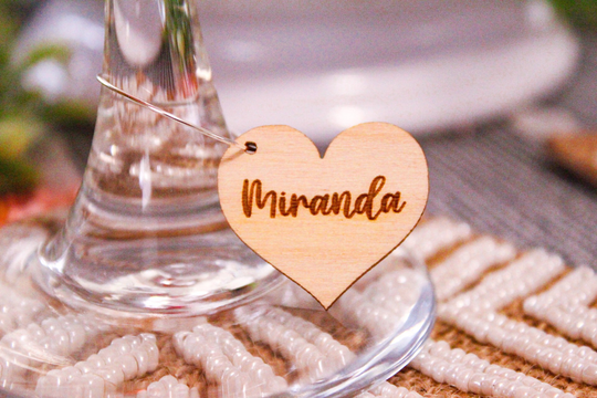 Cute Laser Cut Wedding Name Place Card Wine Glass Charm, Personalized Party Charm Guest Cutout