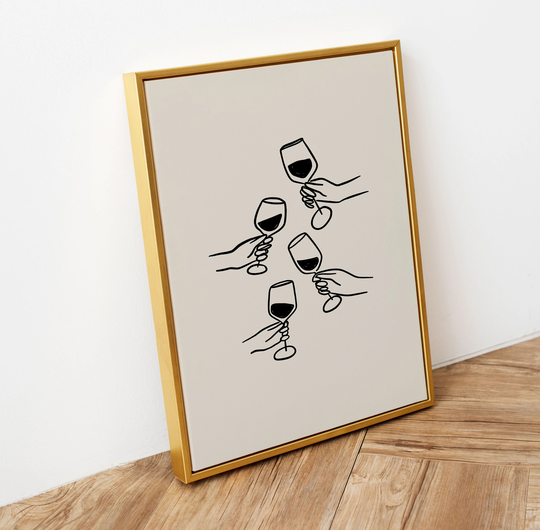 Cheers Print, Trendy Wine Glasses, Vintage Poster, Illustration, Retro Art A1 Aesthetic Room, Unframed