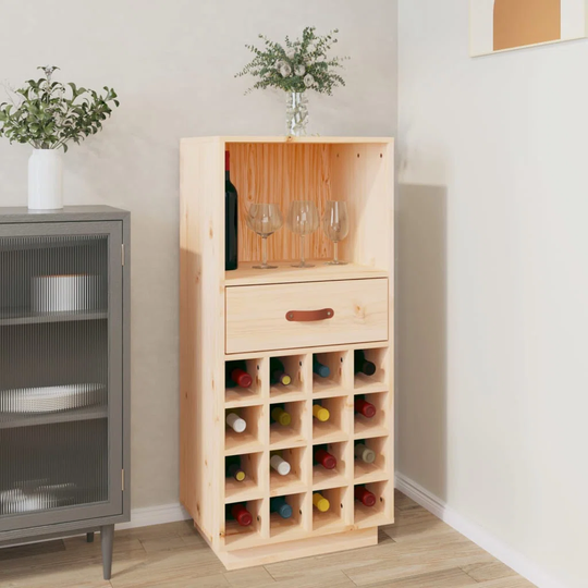 Tyneside 16 Bottle Solid Wood Floor Wine Bottle & Glass Rack