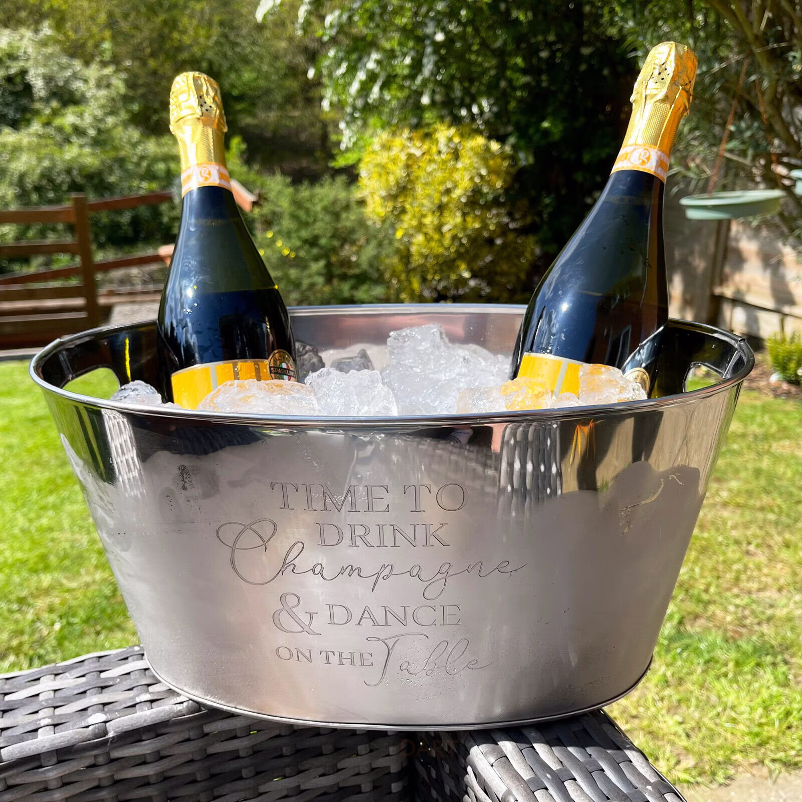 Large Stainless Steel Wine Cooler Cooling Ice Bucket Beer Chiller With Handles