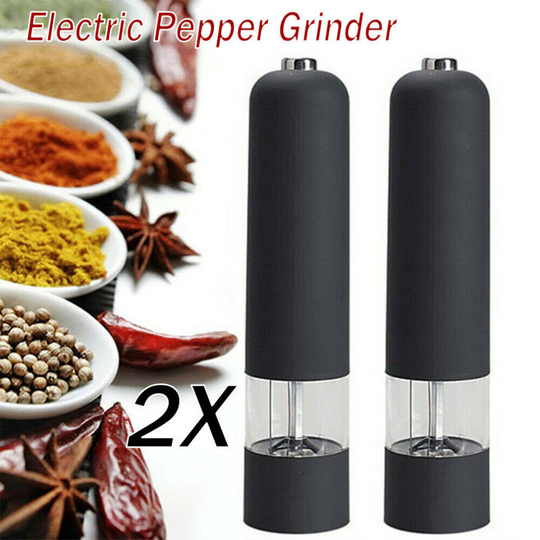 2X Electric Salt Pepper Mill Set Grinder Shaker Adjustable Coarseness