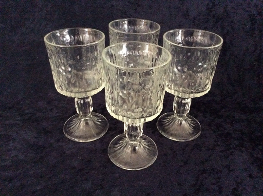 1970S Ravenhead Siesta Wine Glasses/Goblets | Set Of 4, Bark Glass, Textured 125Ml Glasses, 70S Glass