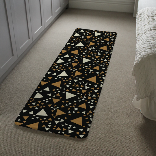 Lucey Triangles Designer Shaggy Black/Brown/White Rug