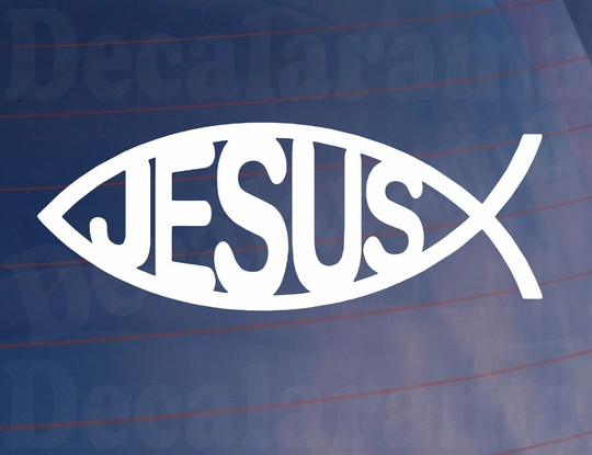 Car Van Sticker Jesus Ichthys Text Fish Christian Symbol Religious Window Bumper Boot Door Decal