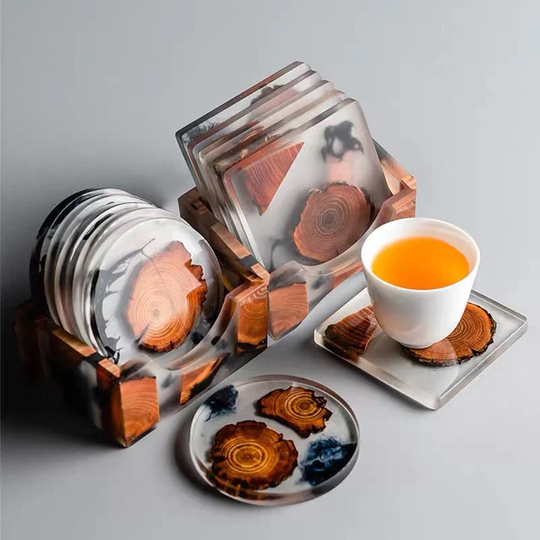Wooden Coasters, Resin Epoxy Coasters Placemats, Square & Round Coasters With Holder Option, Handmade Coasters, Unique Wood Design