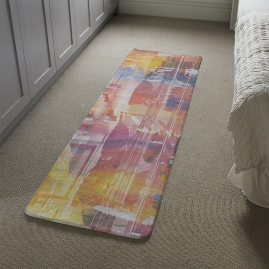 Mancia Shades of Glam Designer Shaggy Purple/Yellow/Blue Rug