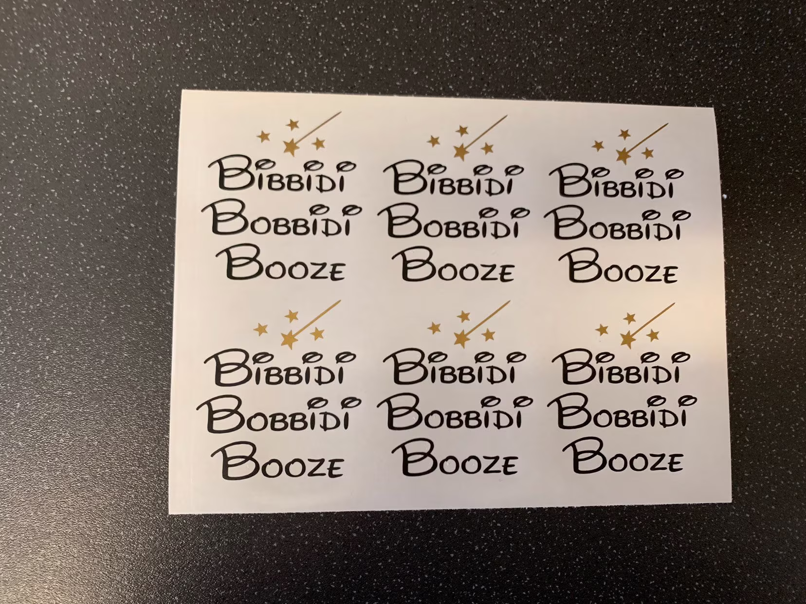 6 X Bibbidi Bobbidi Booze - Vinyl Transfer Decals