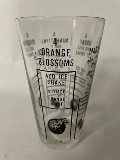 Vintage Federal Glass Cocktail Shaker Mixing Glass With Printed Recipes