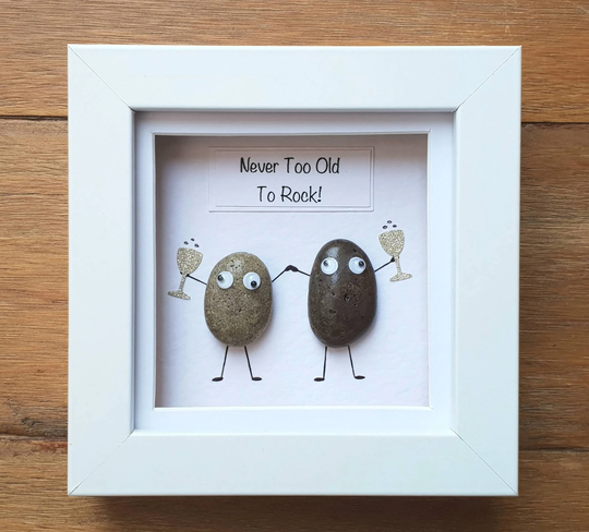 Pebble Art Friends Gift, Funny Unique Gift For Mom, Birthday Valentines Day in Mini Frame Size 4.8 Inches - Made To Order
