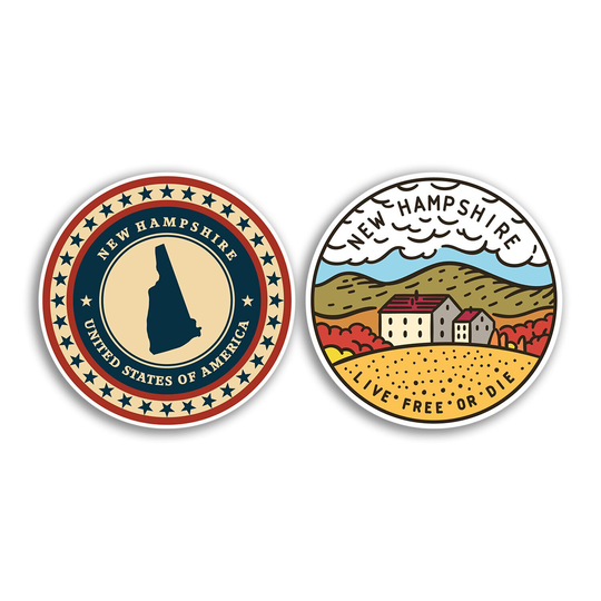 2 X 10cm New Hampshire Vinyl Stickers - States America Map Flag Holiday Travel Adventure Luggage Scrapbooking Boys Girls Gift Sticker #78768