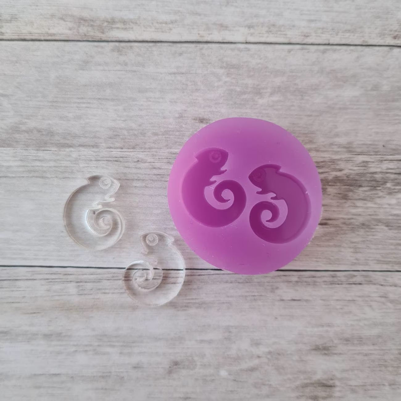 stud Earrings Resin Mold - 16mm Chameleon Mold, Lizard Mould, Flexible Silicone Polymer Clay Supplies, Supplies