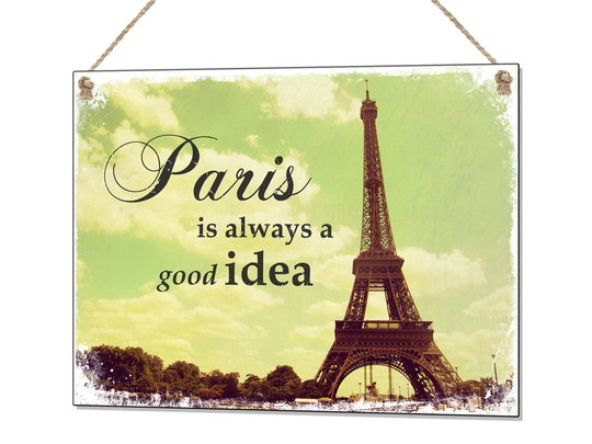 Audrey Hepburn Eiffel Tower Paris Is Always A Good Idea Plastic Sign Vintage Plaque