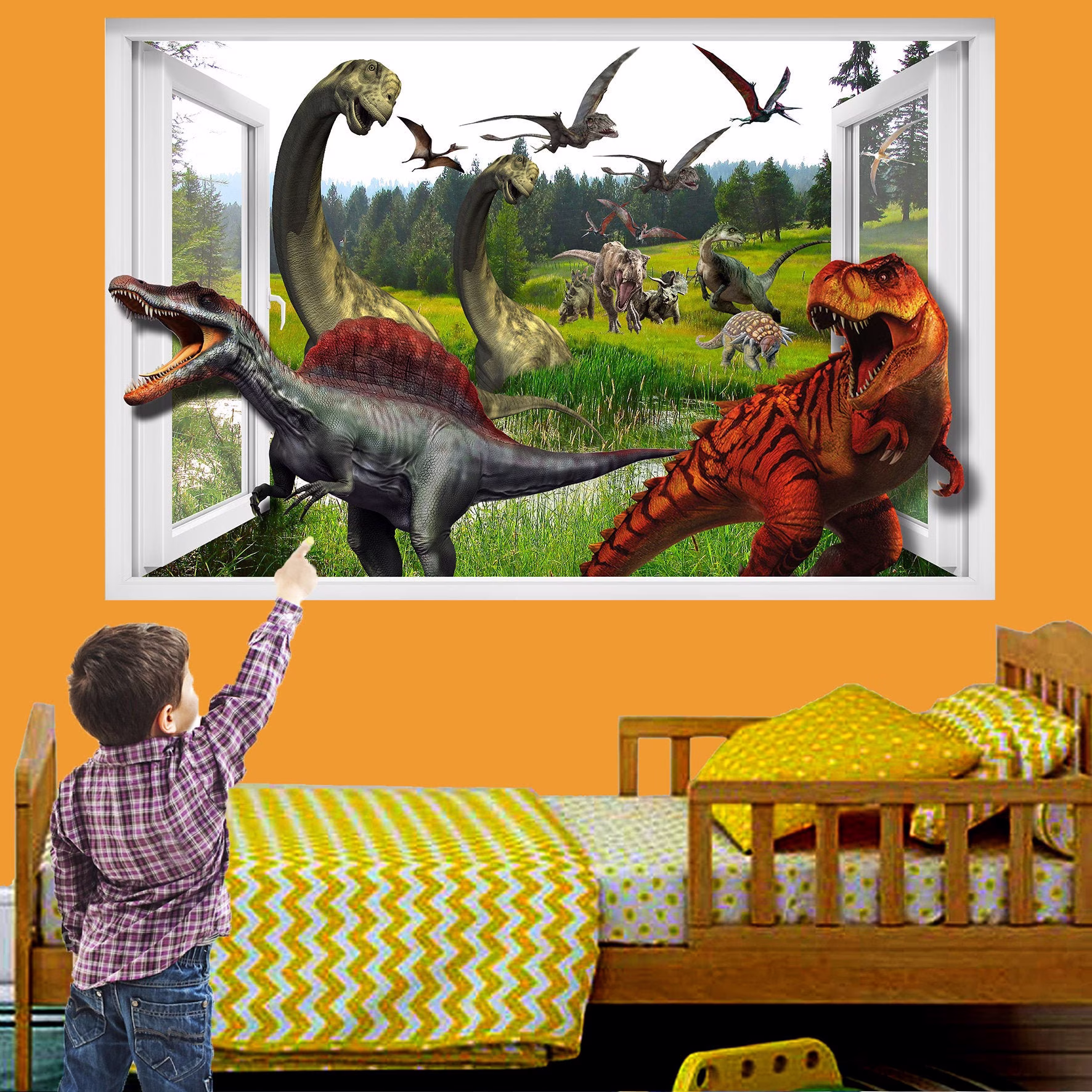 Jungle Forest Dinosaurs Wall Sticker Mural Poster Decal Room Office Nursery Decor Id634