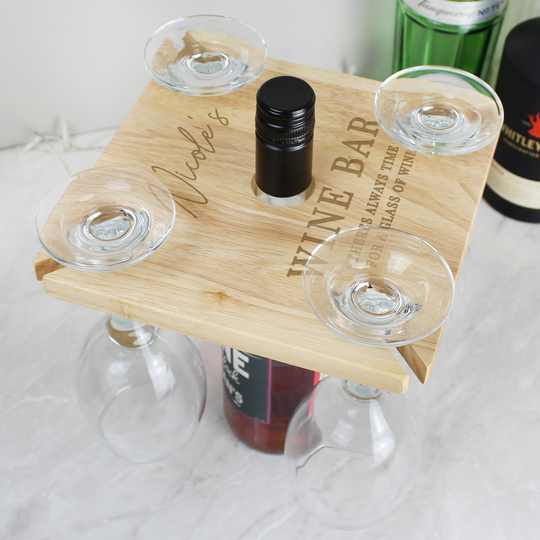 Personalised Wine Glass Holder & 4 Bottle Butler Any Message , 21st Birthday 18Th Gifts Gifts For Her, 30Th 40Th 50Th