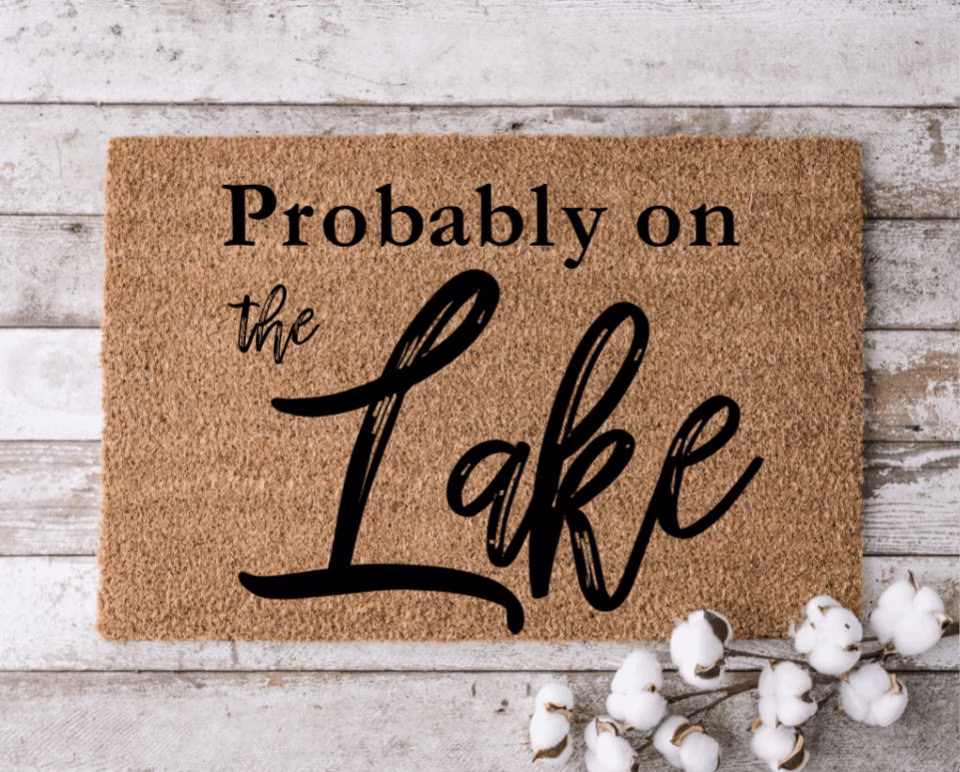 Probably On The Lake Doormat | Nautical Life Doormat Summer Pontoon Boat House Cabin