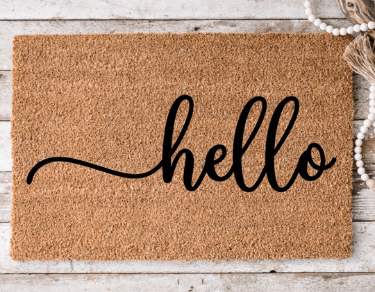 Hello Doormat | Wedding Gift Custom Personalized Closing Visitors Welcome Front Door Mat Monogram