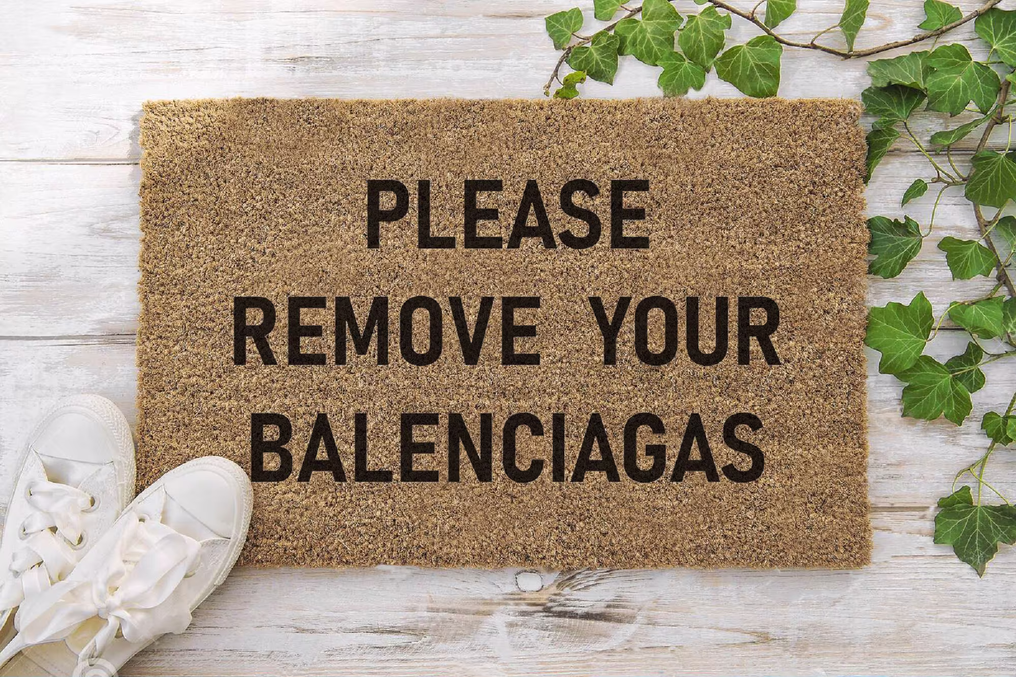 Please Remove Your Balenciagas 70 X 40cm Internal Coir Door Mat, Hand Made in The UK Artisan Kiss