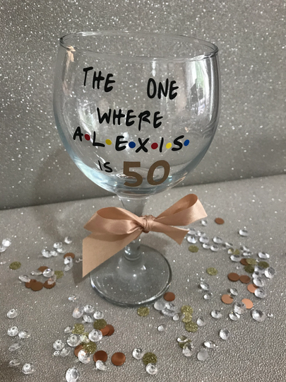 Personalised Gin Glass, Birthday Gift For Her, 50Th Gift, Glass 50Th, Friends Personal