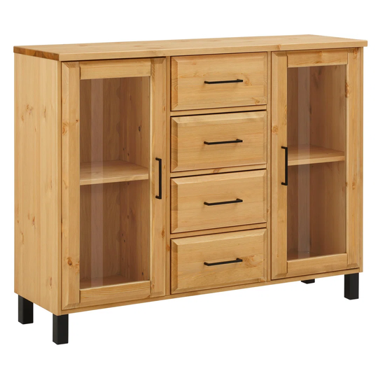 122 Cm Wide 4 Drawer Pine Solid Wood Sideboard