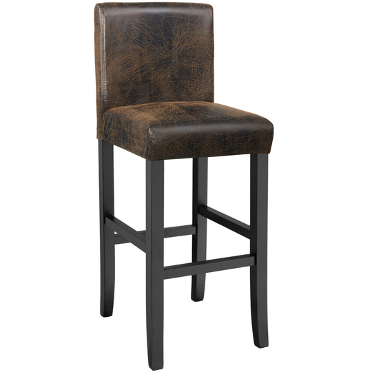 tectake Breakfast bar stool made of artificial leather - bar stool, kitchen stool, wooden stool - antique brown