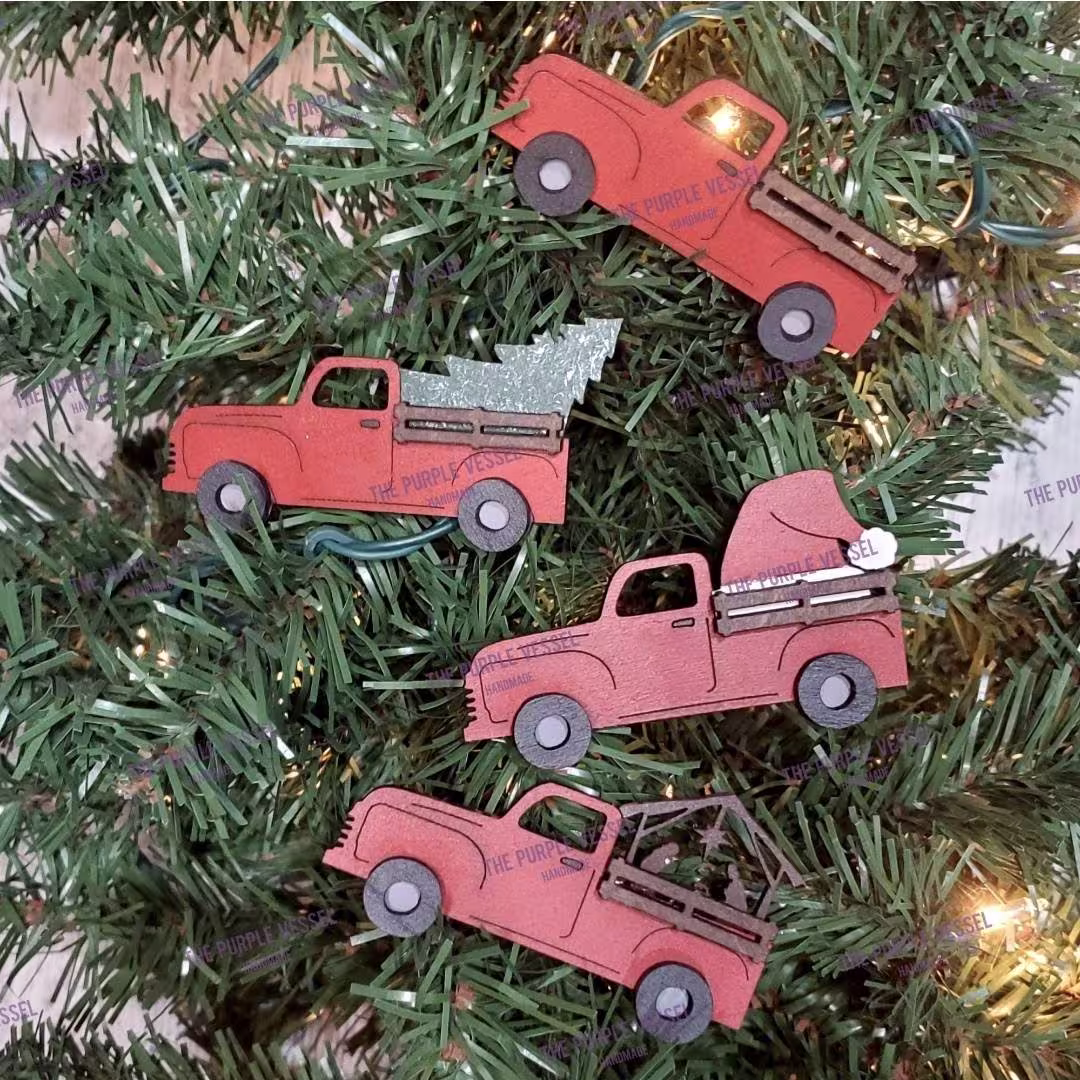 Red Truck Magnet, Vintage Red Truck, Merry Christmas, Fridge Christmas Rustic Farmhouse, Red, Holiday, Little