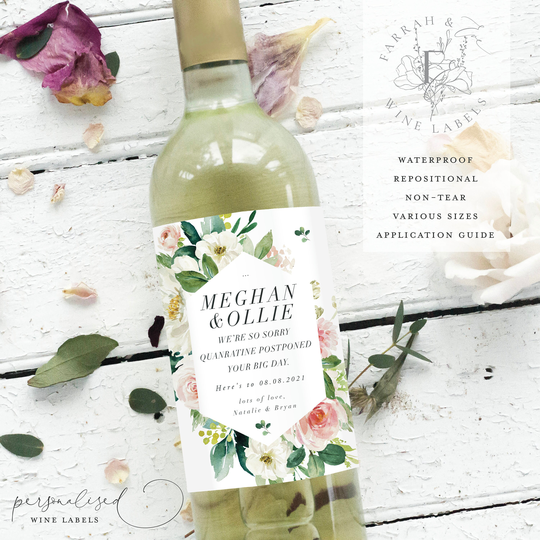 Postponed Wine Label For Couple | We're Sorry Your Wedding Was Cancelled Quarantine Wine Personalised Fewl02Q