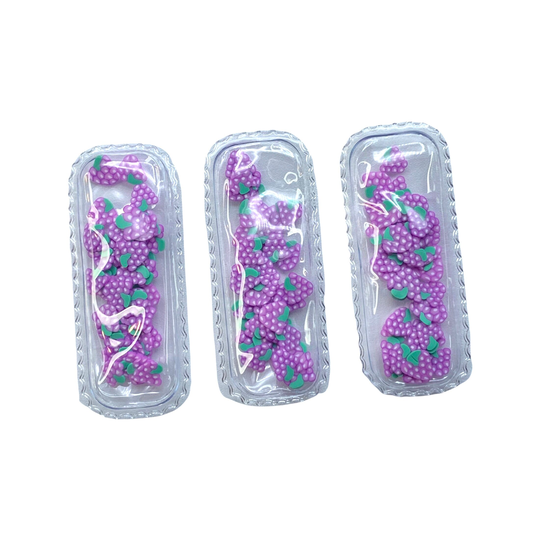 Clear Grape 57x23mm Scalloped Shaker Snap Clip Cover, Clay Filled Resin Shaker, Embellishments For Diy Hair Bows, Flat Back