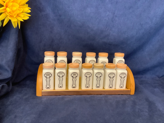 Vintage Griffith's Wall Mount Or Countertop Spice Rack With 13 Milk Glass Jars