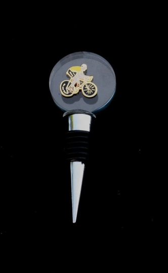 Cyclist Enamel Glass & Metal Red Wine Or Whisky Bottle Stopper Cork Christmas Gift 96