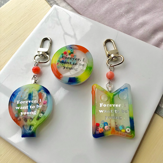 Bts Young Forever Accessories Collection - Resin Shaker Keychains/Charms & Phone Grip/Phone Holder
