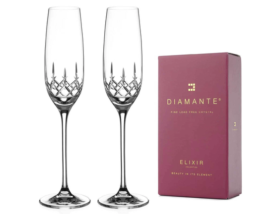 Diamante Champagne Flutes Prosecco Glasses Pair With
