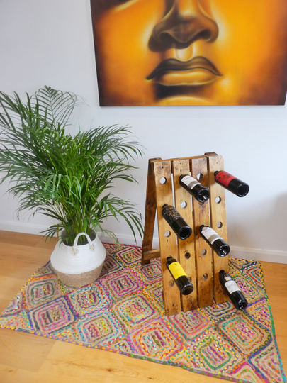 Rustic Reclaimed Wooden Riddling Rack/Free Standing A Frame Wine Storage Display Bottle Holder Stand Bar