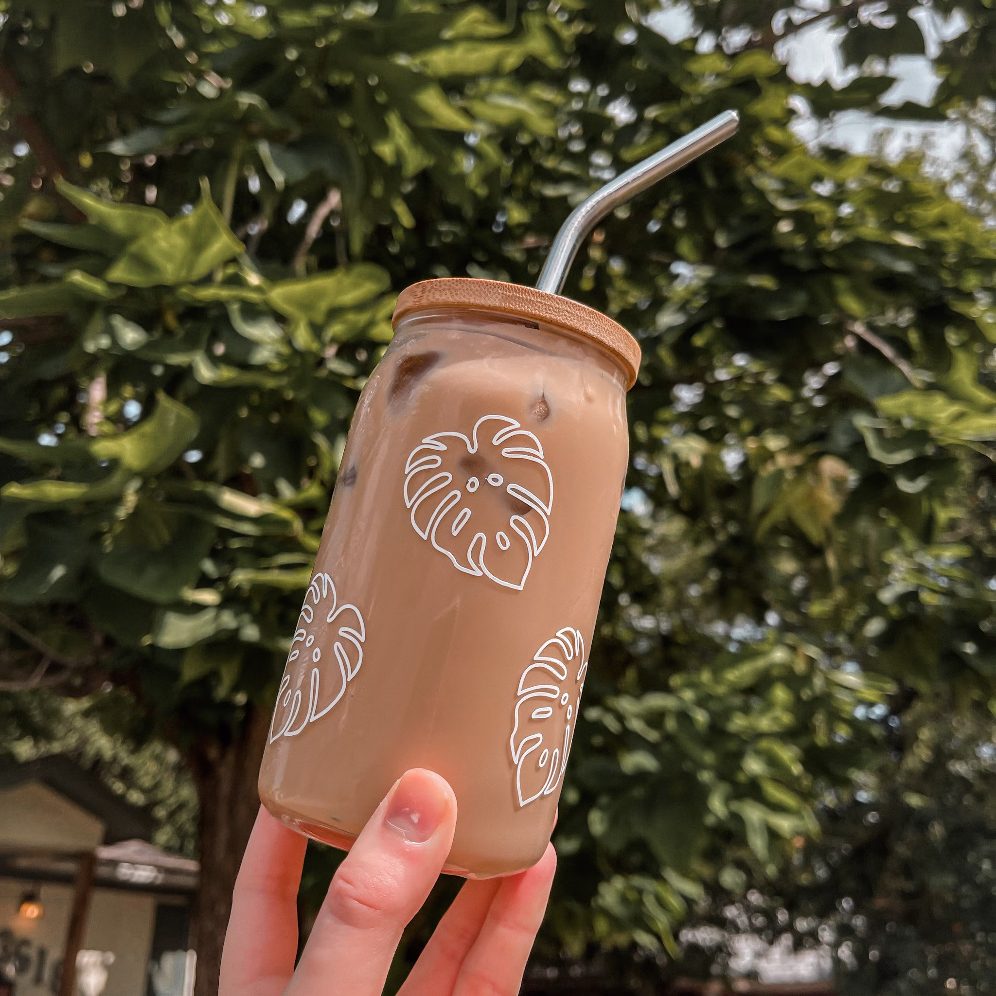 Monstera Leaf, Beer Glass Can, Coffee Cup, Soda Iced Glass, Aesthetic Cup