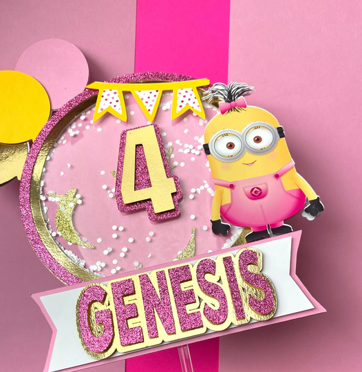 Personalized Minions Cake Topper, Minions Shaker Topper, Girl Minion Cake Decor, Minions Party, Despicable Me Topper