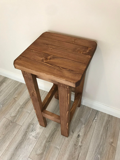 Brand New Retro Handmade Wooden Bar Stool - Many Colours. Unique Design