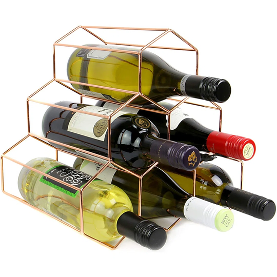 Alido 6 Bottle Tabletop Wine Bottle Rack in Rose Gold
