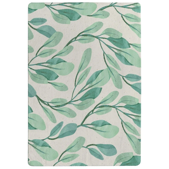 Oney Watercolour Botanical Designer Shaggy Green/Cream Rug