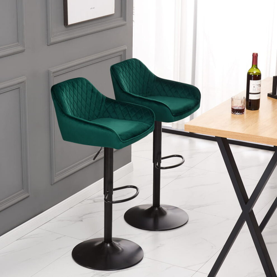 (Green, 2 pcs) Bar Stools | Breakfast Chairs