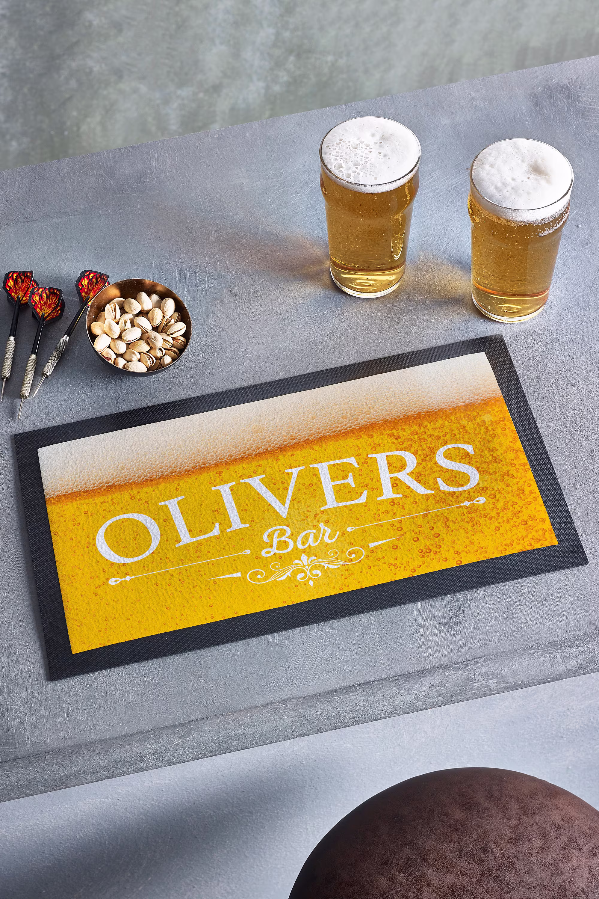 Personalized Beer Bar Mat Runner | Personalise Man Cave Gift Accessories For Men