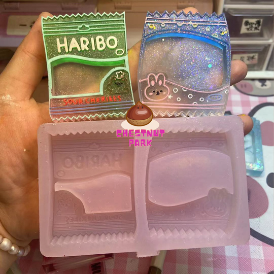 2In1 Resin Shaker Mold Childhood Candy Snack Haribo, Cute Resin Silicone Mould , Craft Supplies