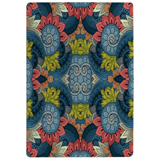 Henderson Tribal Pattern Ethnic Designer Shaggy Blue/Orange Rug