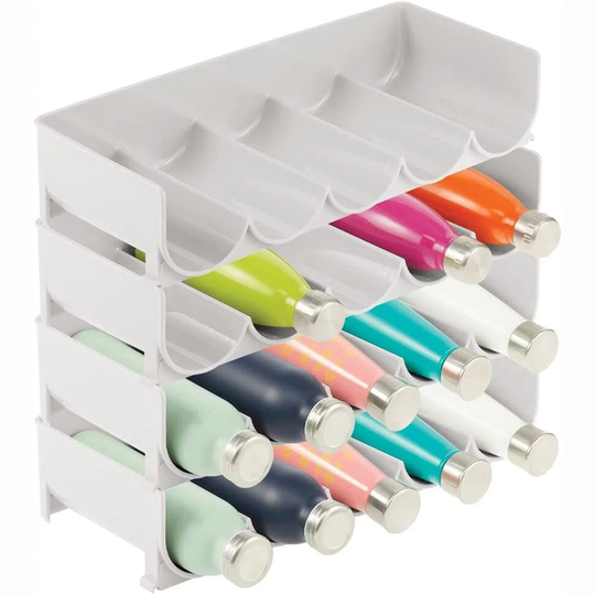 Plastic Free-Standing Water Bottle And Wine Rack Storage Organizer For Kitchen Countertops, Table Top, Pantry, Fridge - Stackable - Holds 20 Bottles,