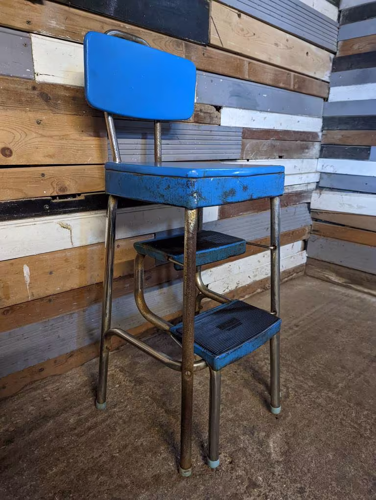 Retro Vintage Mid Century Industrial Step Ladder/Stool Free UK Delivery