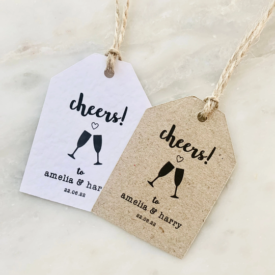 Wedding Favour Tags Bottle Gift Labels Drink Tag Personalised Custom With Twine